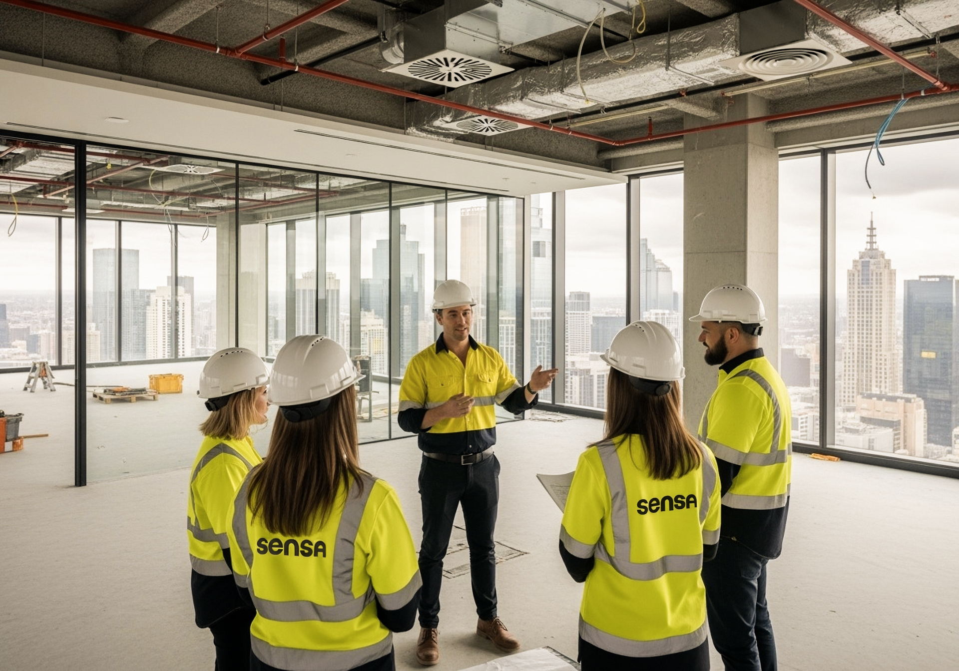 Workers in yellow jacket