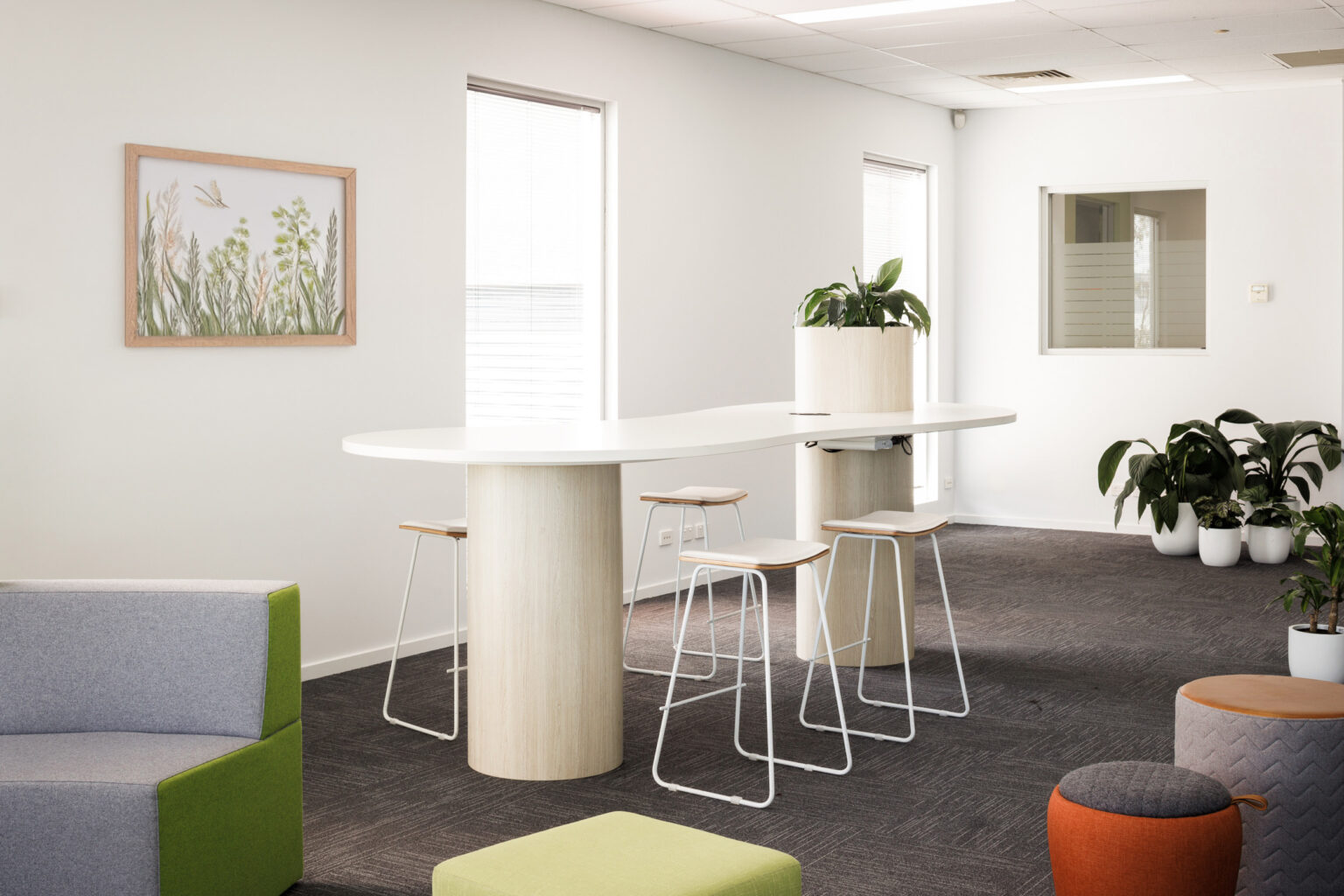 A While table in the white room