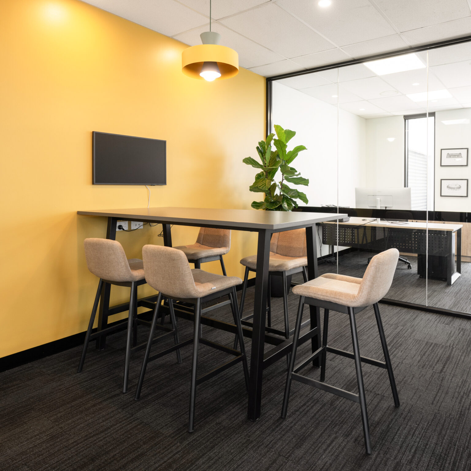 HL Pharma Office design with a yellow wall