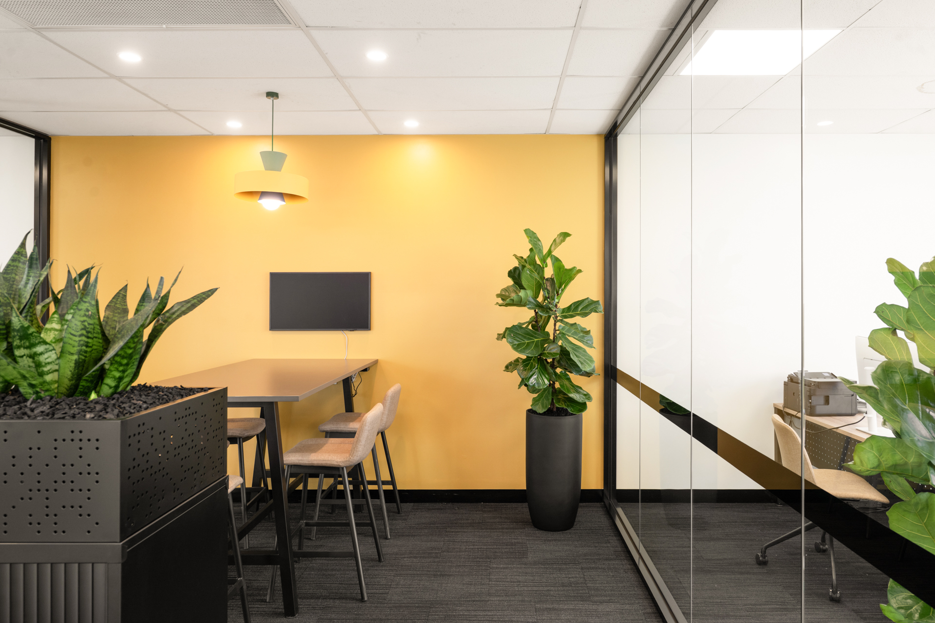 HL Pharma Office design with a yellow wall